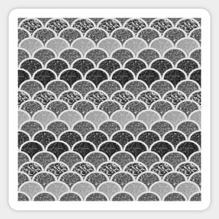 1980s modern preppy chic  black and white mermaid scale Sticker